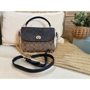 Coach Marlie Top Handle Satchel in Blocked Signature Canvas C1563